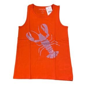 NWT J Crew Girls' Orange W/Pink Glitter Lobster Graphic Tank Top